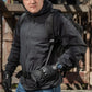 Black tactical hoodie jacket with gloves and M-Tac Assault Pack’s large zippered compartments