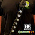 Black tactical identification panel with reflective silver tabs for Frontline Radio Strap