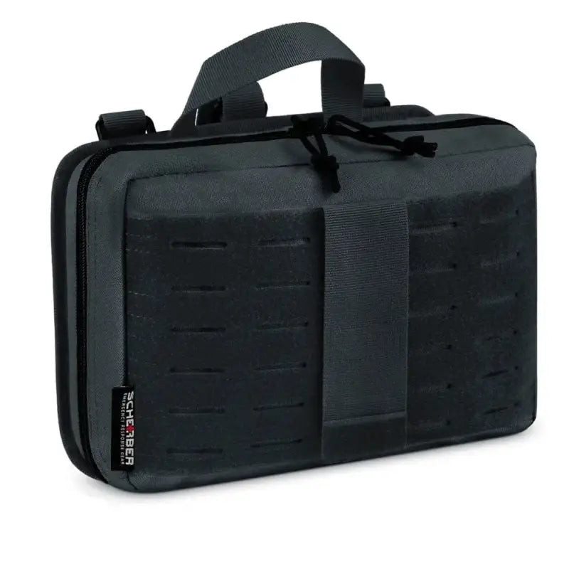 Black tactical laptop case with MOLLE webbing for Scherber Vehicle IFAK Emergency Kit