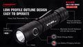 Black tactical LED flashlight E11-G2 with features, specs, and Type-C charging
