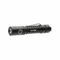 Black tactical LED flashlight with textured grip, E11-G2 1300 Lumen rechargeable EDC