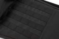 Black tactical MOLLE webbing panel for durable Sporting Rifle Case with shoulder strap