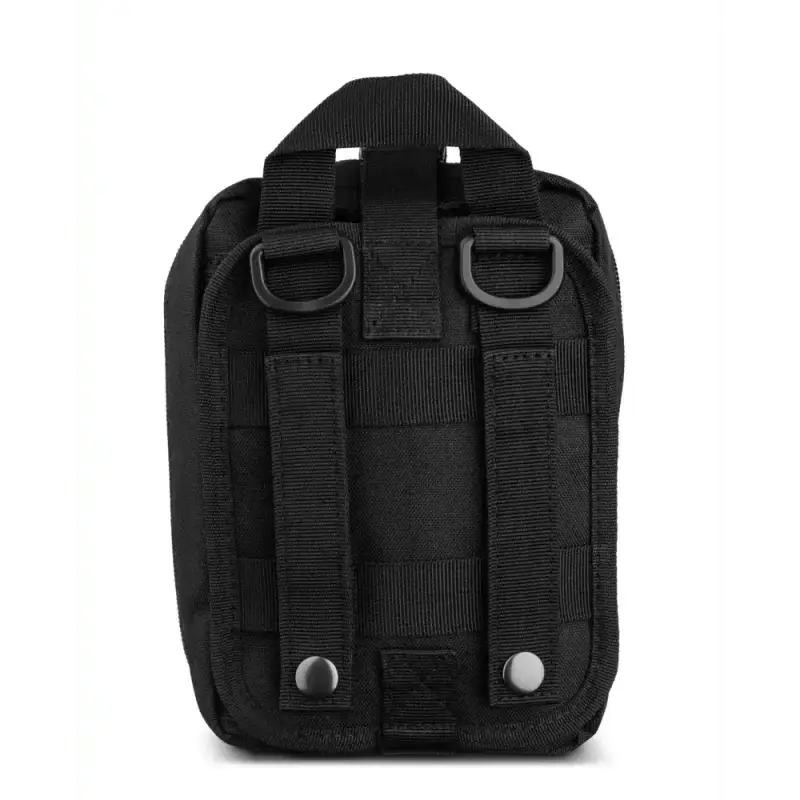 Black tactical MOLLE pouch with D-rings for Scherber Premium IFAK Kit Trauma Pack