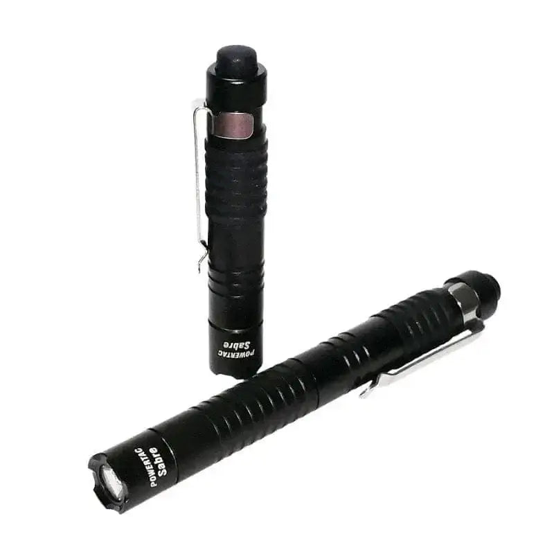 Black Sabre 239 Lumen AAA Pen Light with textured grip and stainless steel pocket clip