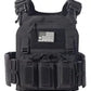 Black tactical body armor carrier with magazine pouches from Redemption Tactical in large size