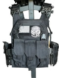 Black tactical body armor with pouches and patches from Redemption Tactical Archangel 2.0 Level IIIA