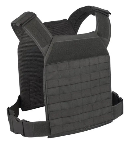 Black Lightweight Plate Carrier with MOLLE webbing for customizable tactical gear