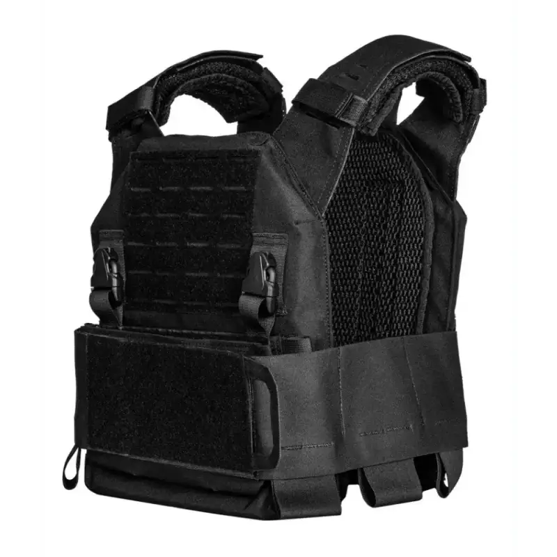 Black QRF Low Visibility Minimalist Plate Carrier with MOLLE webbing and mesh panels