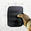 Black tactical pouch with MOLLE webbing for first responders, firefighters, and police