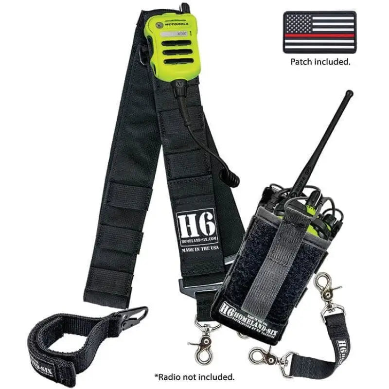 Black tactical radio holster with neon yellow accents for H6 Frontline Radio Strap Kit