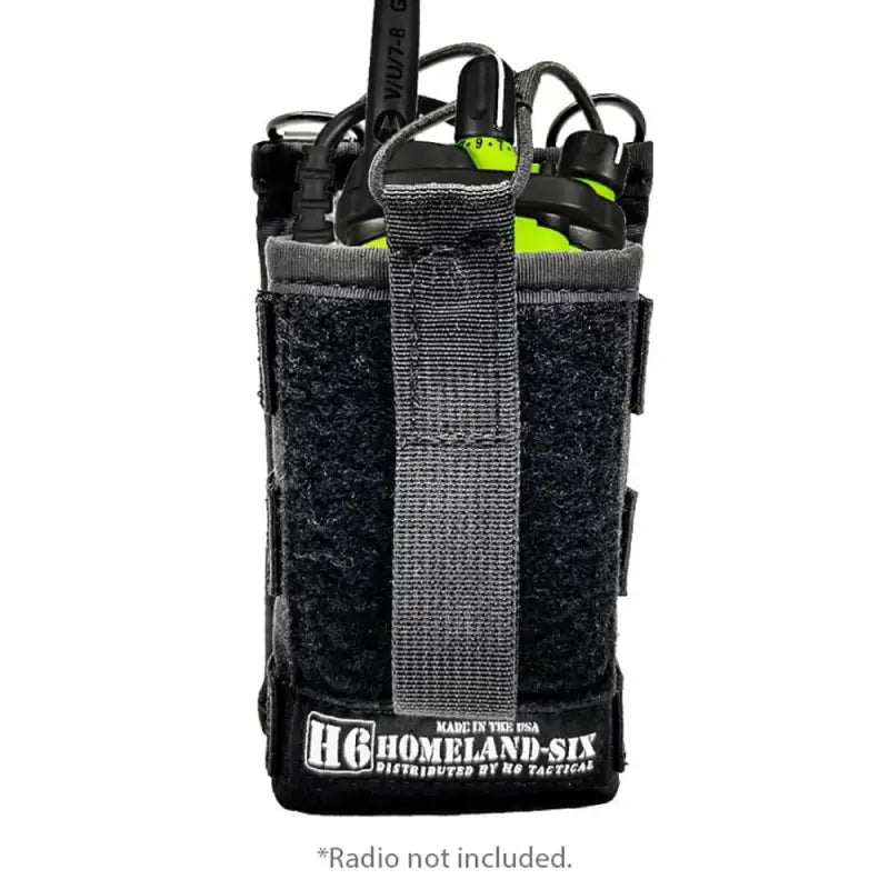 Black tactical Radio Holster with MOLLE webbing and velcro, veteran owned, extractor washable