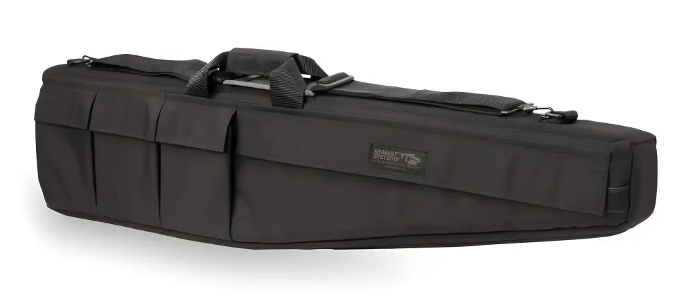 Black tactical rifle carrying case with compartments from Assault Systems Special Weapons Case