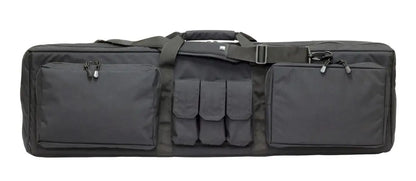 Black Assault Systems Double Agent Rifle Case with storage compartments and pouches