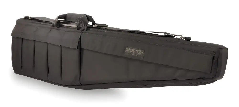 Black Assault Systems Tactical Rifle Case with compartments and straps for secure transport