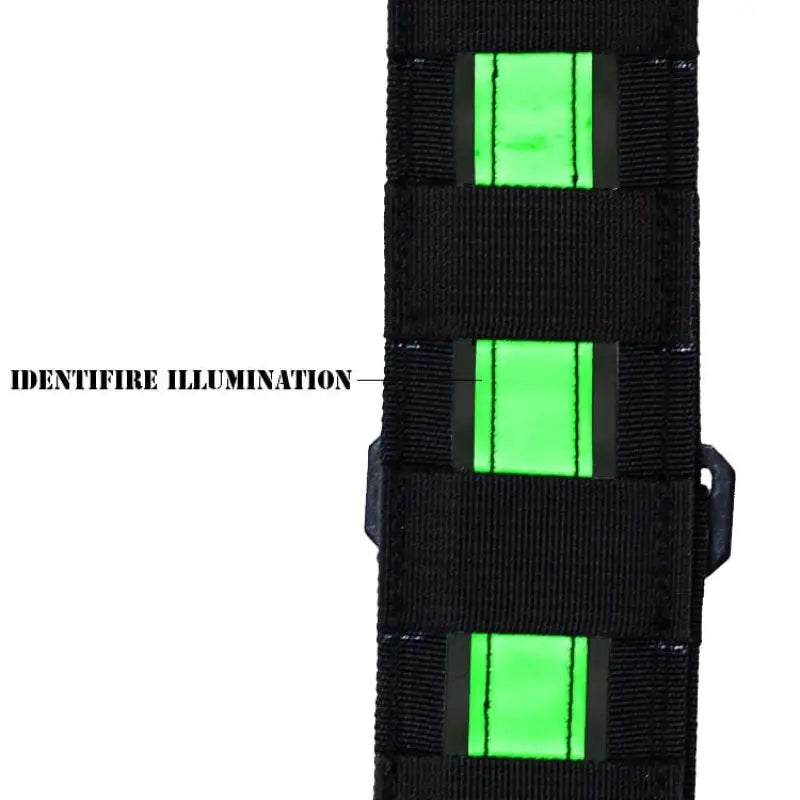 Black tactical H6 Identifire Radio Strap with glowing markers for reduced visibility conditions