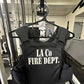 Black tactical vest with LA CO FIRE DEPT. text featuring Death Grip Clip technology