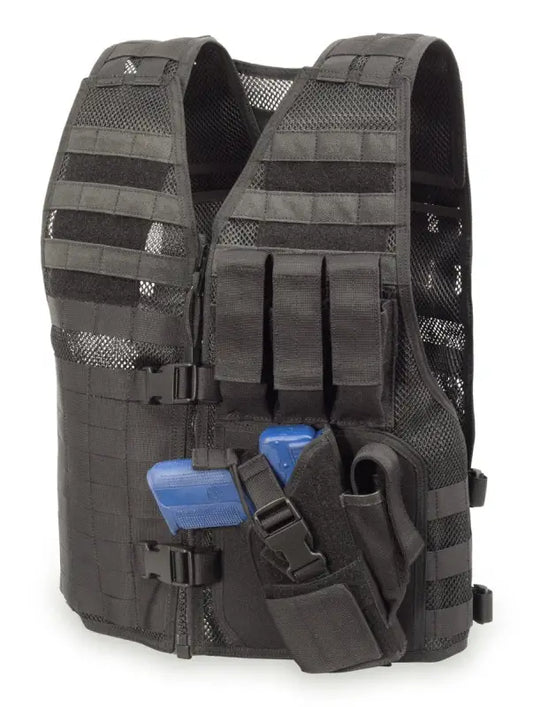 Black MVP Director Tactical Holster Vest with MOLLE webbing and holster attachments