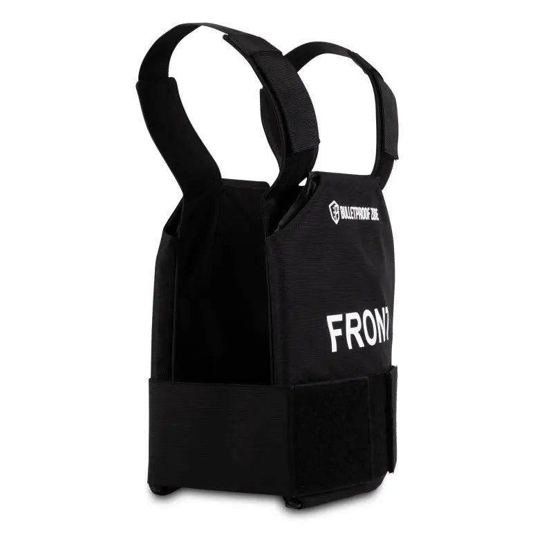 Black tactical vest with FRONT text and adjustable straps for ProtectVest® L3 Mini