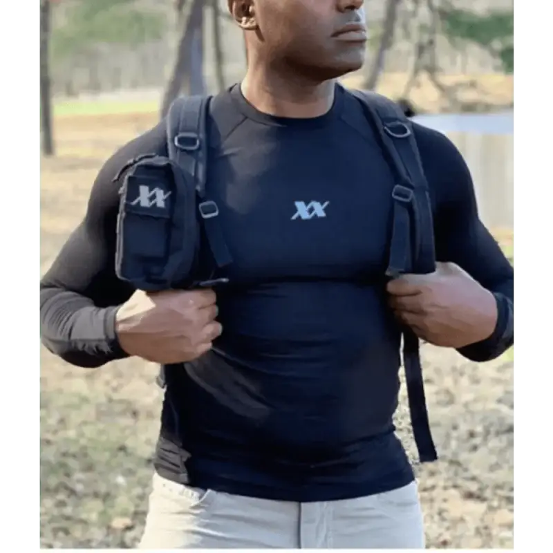 Black tactical vest with XX logo and shoulder straps for Maxx-Dri Silver Elite Shirt