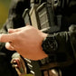 Black tactical wristwatch paired with Ranger Green outer battle belt in B1 Ranger Green kit