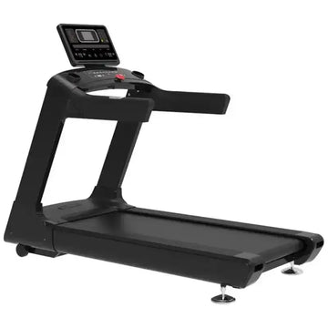 Black SFE Commercial Treadmill with Performance Monitor and display screen for workouts