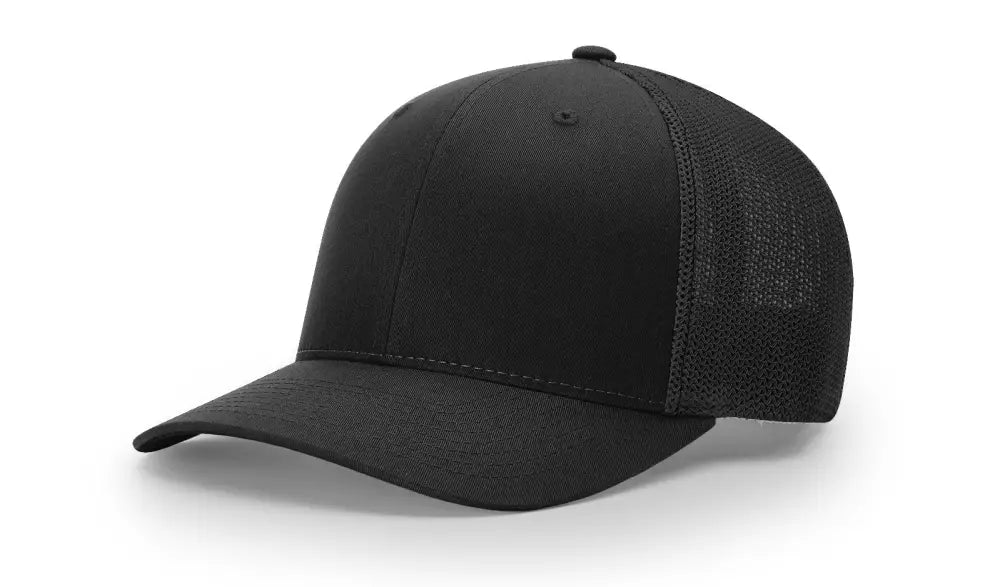 Black Trucker Hat with Leather Patch for Firefighter and First Responders - Dumpster Fire