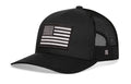 Black USA Snapback American Flag Trucker Hat with mesh backing and flag patch