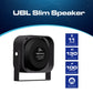 Black UBL slim speaker shown in the UBL 100W Slim Speaker product image