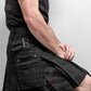 Black Utility Kilt with Buckle Straps and Cargo Pockets in Black Isle Tartan Design