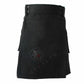 Blackout Utility Kilt featuring cargo pockets and metal studs on waistband