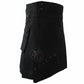 Blackout Utility Kilt with embellishments and side pockets for versatile style and function