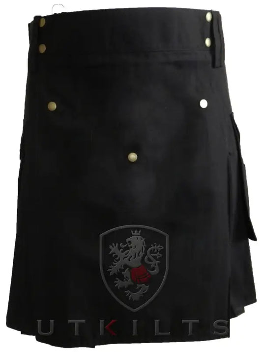 Black Utility Kilt featuring a Dragon Crest Emblem from the Standard II collection