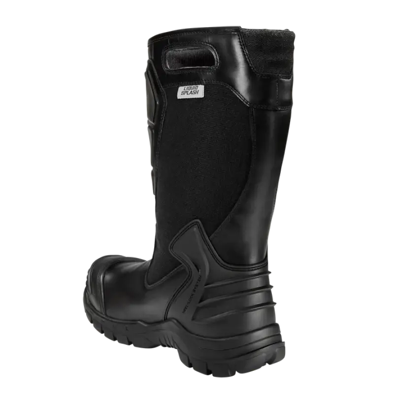 Black Diamond X2 Leather Fire Boot, a durable black waterproof work boot for first responders