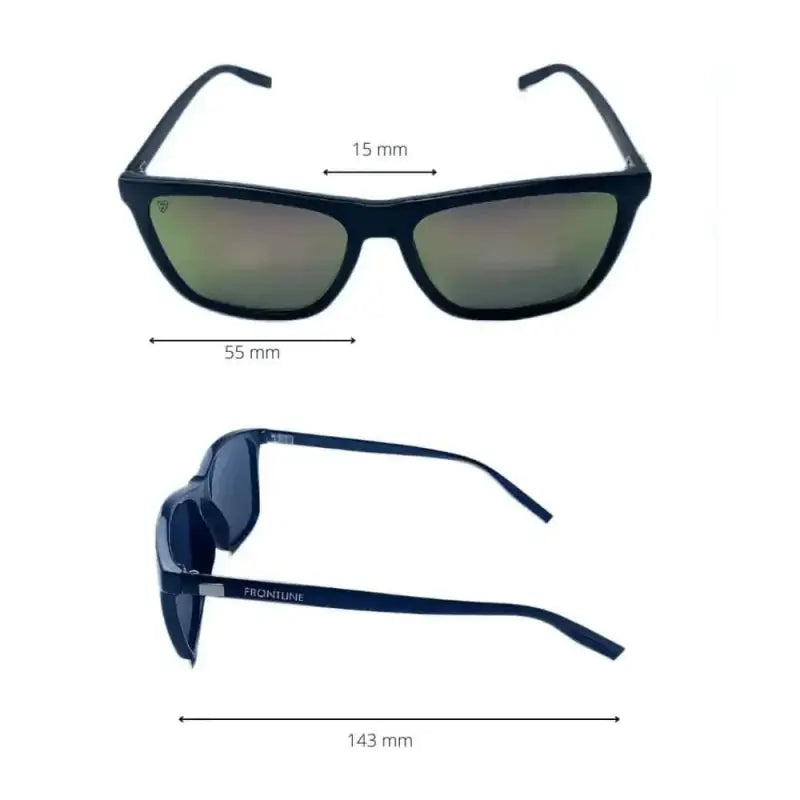 Black Wayfarer-style sunglasses with mirrored lenses, ideal for NADO Sunset and first responders