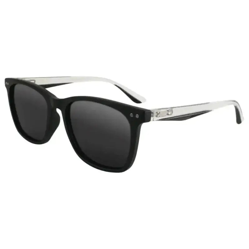 Black Wayfarer-style Solect Navigator Polarized Sunglasses with silver metallic temples