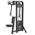 Black Selectorized Pec Fly/Rear Delt Machine with 250lb weight stacks for effective workouts