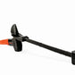 Black steering wheel lock device with orange composite handle, USA patented striking tool