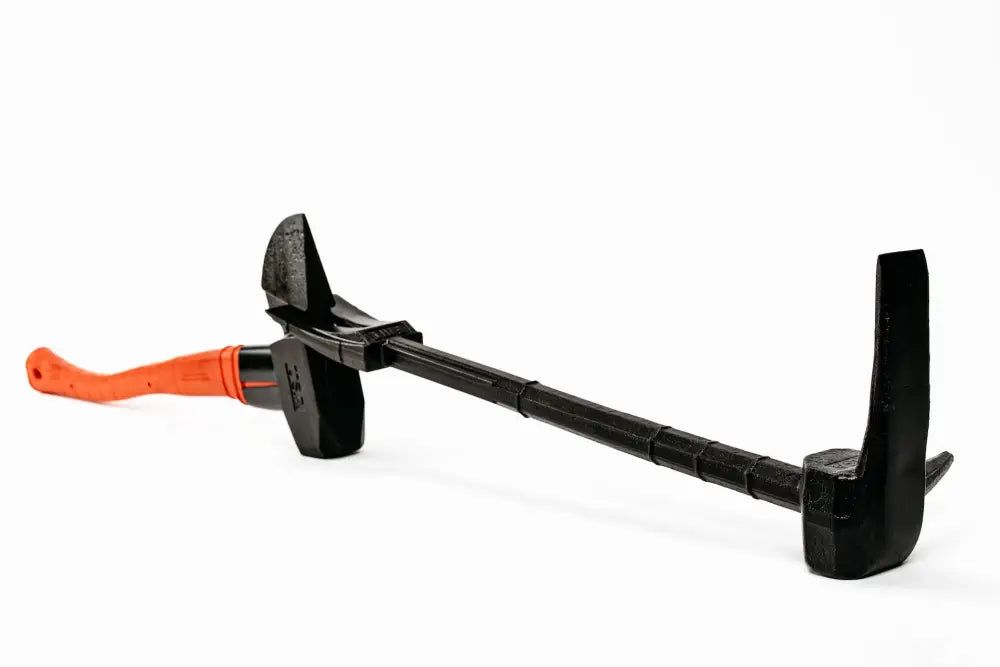 Black steering wheel lock device with orange composite handle, USA patented striking tool