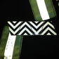 Black and white chevron reflective fabric with green edges for Chevron Reflective Helmet