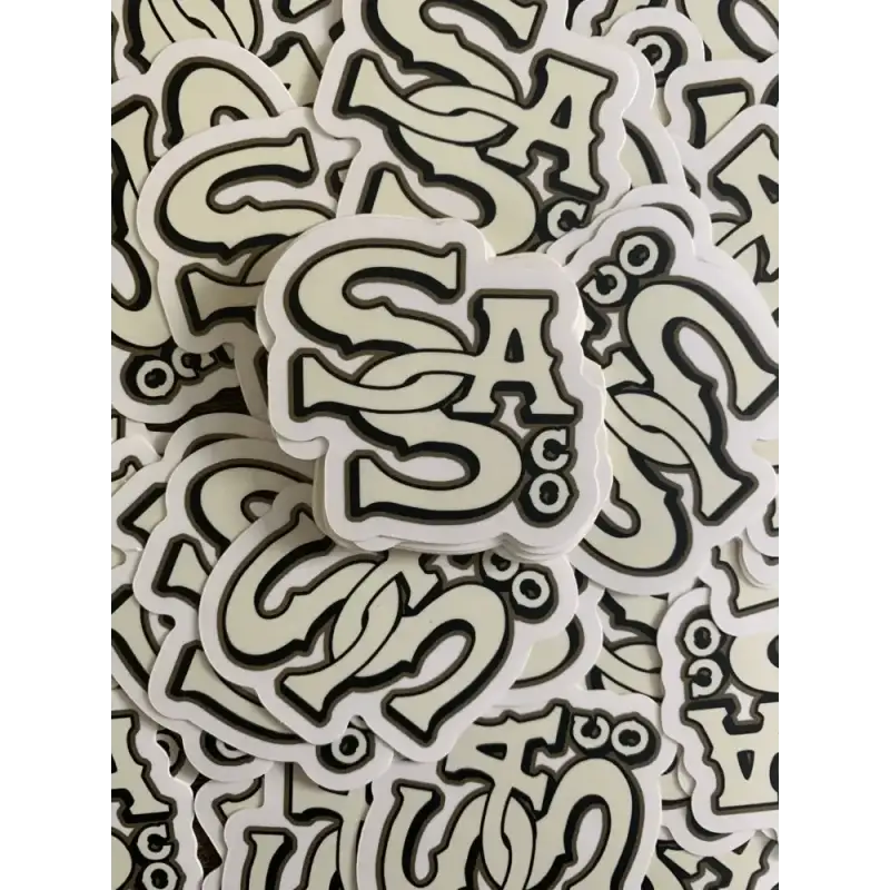 Black and white letter S stickers in decorative patterns for Letter Stack SS Sticker
