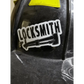 Black and white Locksmith helmet decal with key design made of durable vinyl