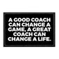 Black and white removable patch with motivational coaching message for quick style