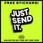 Black and white Just Send It helmet decal for blue collar workers and helmet customization
