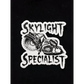 Black and white Skylight Specialist sticker design with chainsaw graphic for firefighters