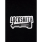 Black and white Locksmith helmet decal with hammer design in durable vinyl material