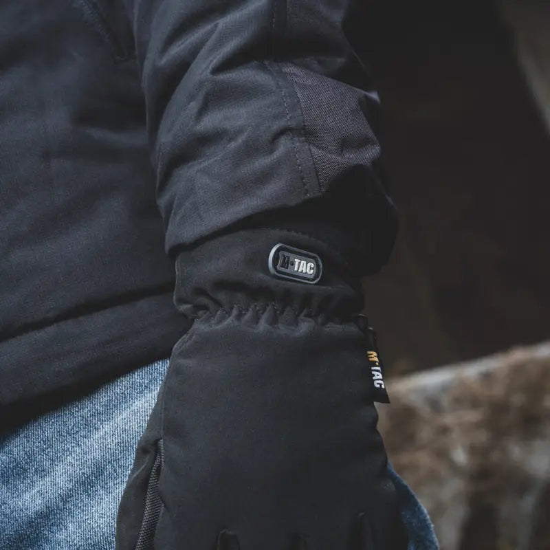 Black winter glove with electronic tag from M-Tac Gloves Soft Shell Thinsulate