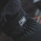 Black winter glove featuring M-TAC logo patch on M-Tac Gloves Soft Shell Thinsulate