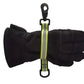 Black winter glove featuring reflective green glovestrap from Firefigheter GloveLeash2