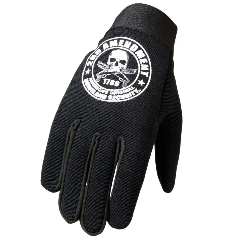 Black work glove featuring white skull logo, Hot Leathers GVM2013 2nd Amendment design