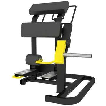 Black and yellow SFE Commercial Standing Leg Curl Machine for effective leg workouts